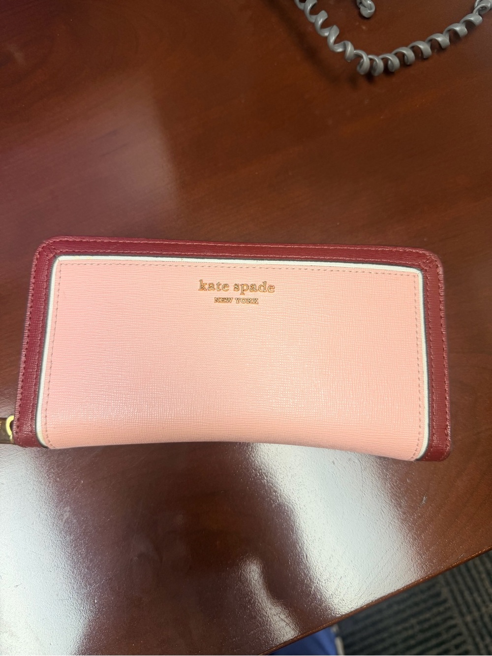 kate spade Two-Tone Pink and Burgundy Zip Around Wallet